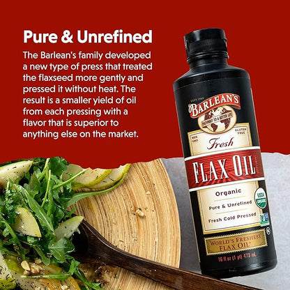 Barlean's Organic Flaxseed Oil Liquid from 7,640mg ALA 3 Fatty 16 oz