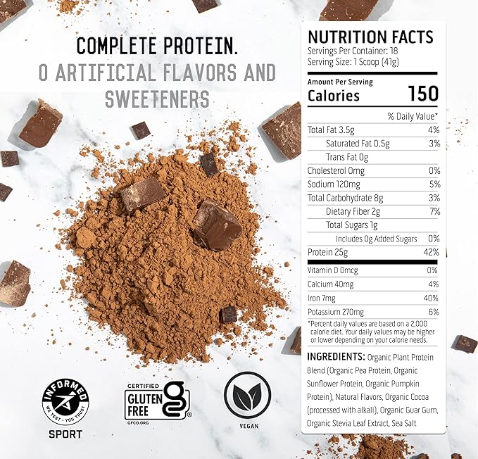 Ascent Plant Based Protein Powder 4g BCAA, 2g Leucine 18 Servings