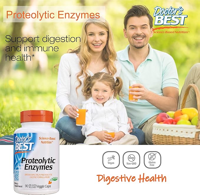 Doctor's Best Proteolytic enzymes, digestion, Muscle, 90 Veggie