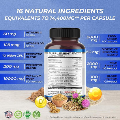 Gut Health Supplement 14,400mg with Prebiotic (90 Count 1))