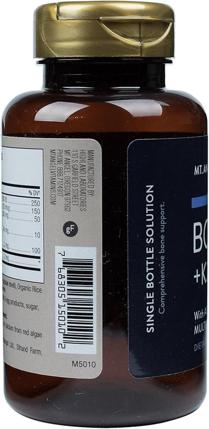 Mt. Angel Vitamins K2, Comprehensive 1600 mg, K2 (MK7), (MK7), Manganese, D3, Boron 60 Vegetarian