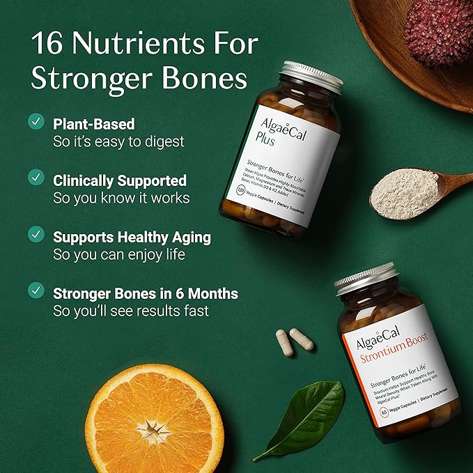 ALGAECAL - Calcium Supplement with Strontium, K2 MK7 MK7 (100mg) (100mg) & D3 (1600 (1600 IU) (250mg)& Trace 3 Months