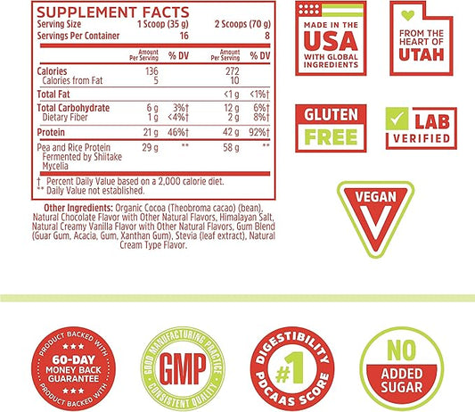 Zhou Nutrition Plant Based Vegan Protein 21g Protein, 16 Servings