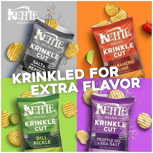 Kettle Foods Potato Chips Krinkle Salt & Fresh Ground Pepper, 5 Oz
