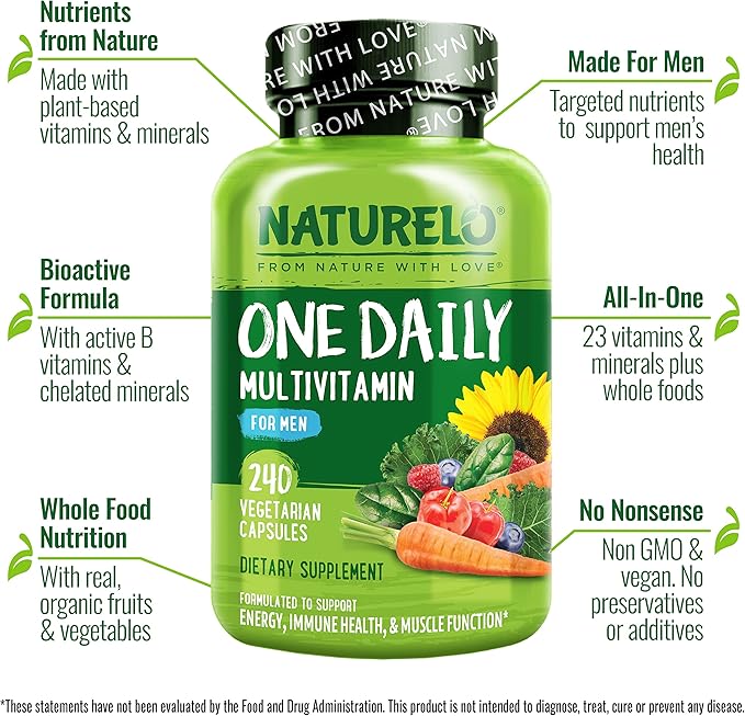 NATURELO Mens Multivitamins 240 Vegetarian