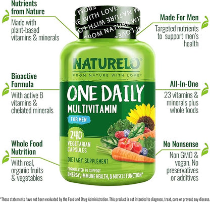 NATURELO Mens Multivitamins 240 Vegetarian