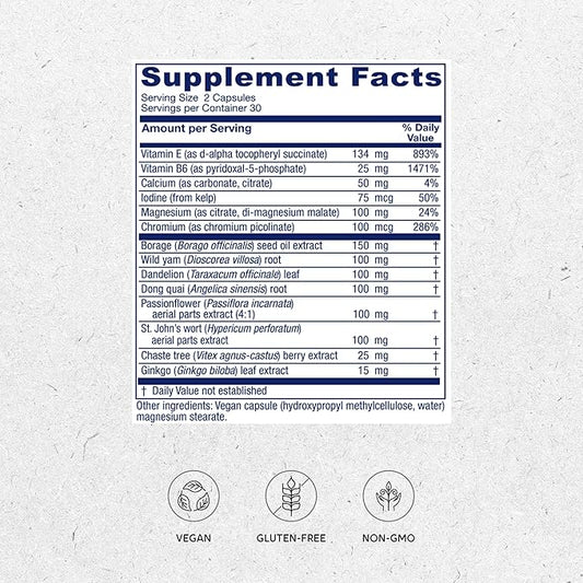 Vitanica Women's Phase I, Premenstrual Support, Vegan, 60 Capsules