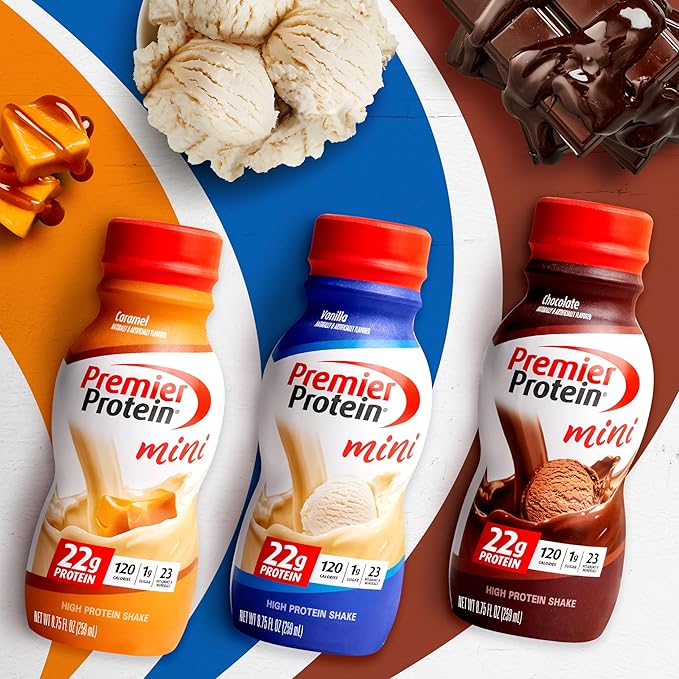 Premier Protein Shake MINIs, Chocolate, 22g 120 Calories, 1g Sugar, 8.75fl oz, 12