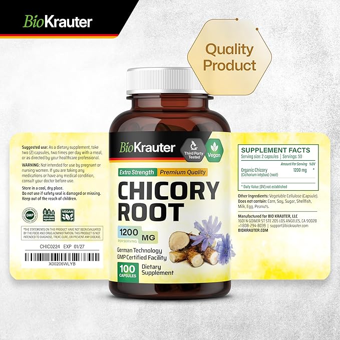 Chicory Fiber Supplement 1200 mg 100 Vegan