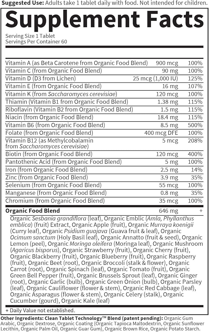 Garden of Life Organics Multivitamin for Women 60 Tablets,
