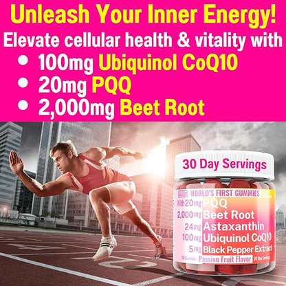 Ubiquinol CoQ10 PQQ Astaxanthin Beets Gummies, CQ-10 CO-Q10 CO-Q10 Q CO-10 CQ10 CQ10 C0Q10 C0Q10 Bioperine 20mg 40mg 40mg 100mg 100mg 200mg 200mg 400mg 400mg