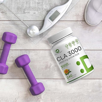 Ultra Strength CLA 3000mg | 240 Softgels, Active Conjugated Linoleic Acid from Safflower Oil