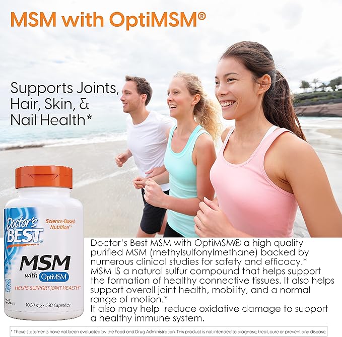 Doctor's Best MSM with OptiMSM, Joint 1000 mg, 180 Veggie