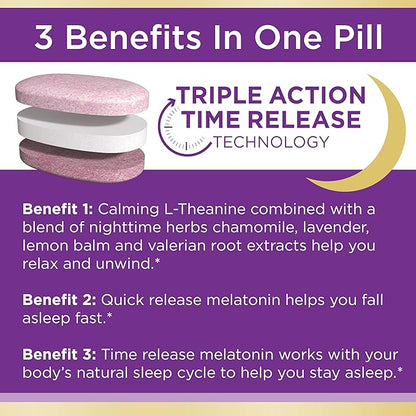 Nature's Bounty Melatonin, Sleep3 Maximum Strength 100% Drug 10mg, 30 30 Tri-Layered