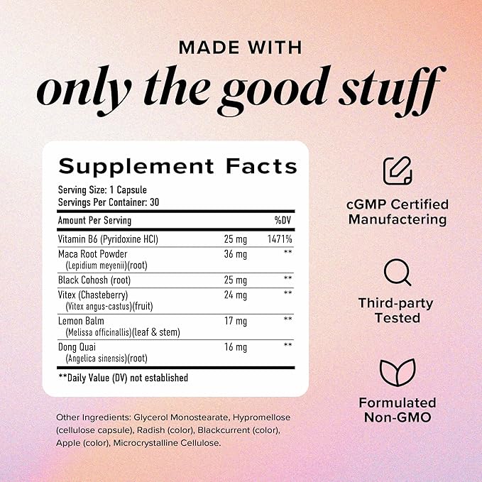 PMS Support Supplement for Women with PMS Relief | Hormonal Acne, Hormone Balance & Period Relief | Chasteberry Supplements | Microbeadlets with Dong Quai, Cranberry & Vitamin B6 | Non-GMO 30ct