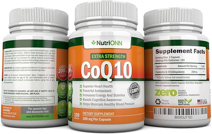 CoQ10 200mg (Double Strength), 120 Capsules Q10 - CoQ10 Ubiquinone 4 Month