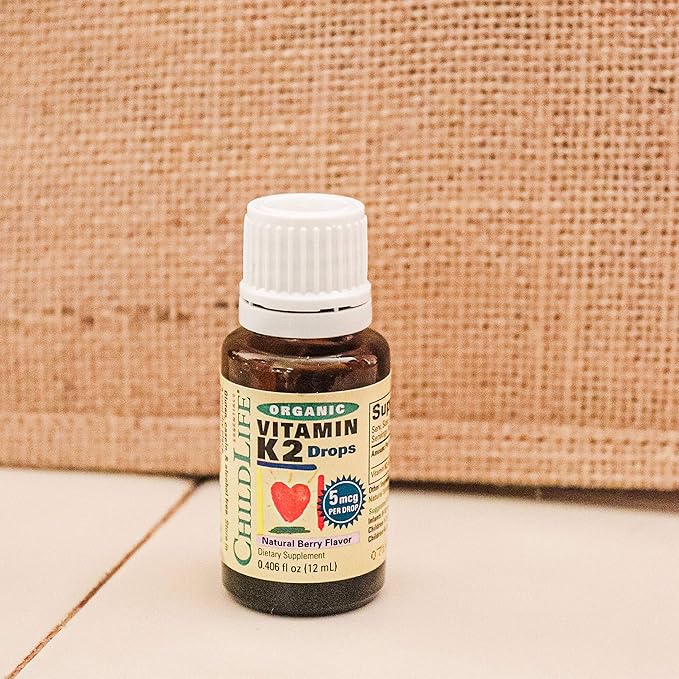 CHILDLIFE Essentials Organic Vitamin K2 Drops - Infant Toddler Baby Vitamin K, K2 Supplement, Vitamin K2 MK7, Liquid K2, Vitamin K Drops - Natural Berry Flavor, 0.25 Fl Oz (Pack of 1)