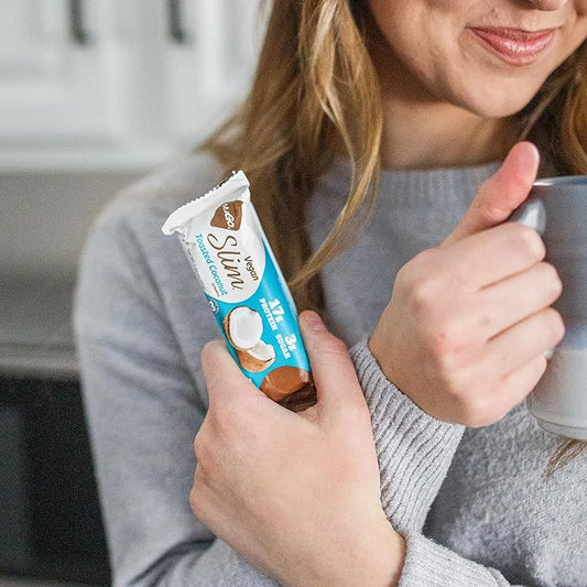 Nugo Slim Dark Chocolate Toasted Coconut, 16g Vegan Protein, 3g Sugar, 7g Fiber, Low Net Carb, Keto Friendly, Gluten Free, 24 Count