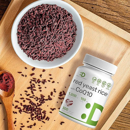 Deal Supplement Red Yeast Rice 1,200mg Per Serving with CoQ10, 300 Capsules - Antioxidant Support - Pure Monascus Purpureus Powder Source - Citrinin Free, Non-GMO